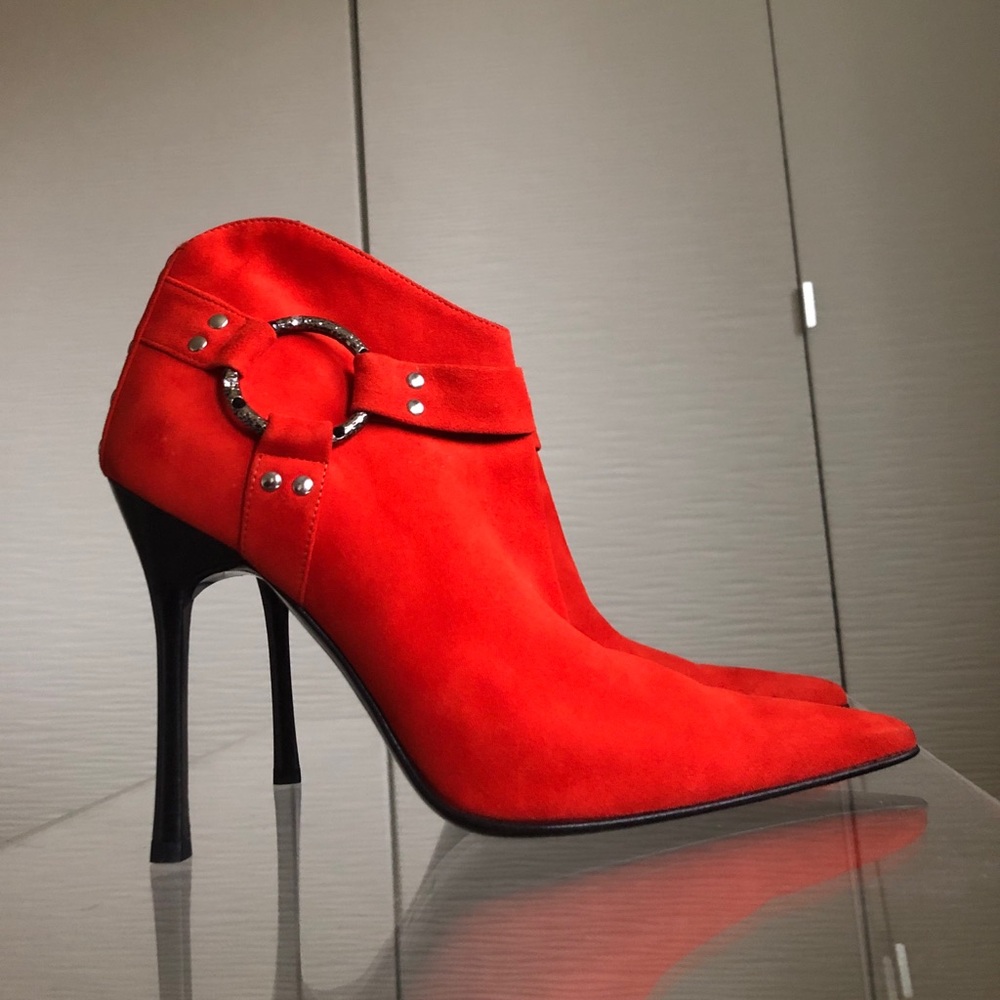 Cesar’s Paciotti Suede Booties, Orange, Size 37